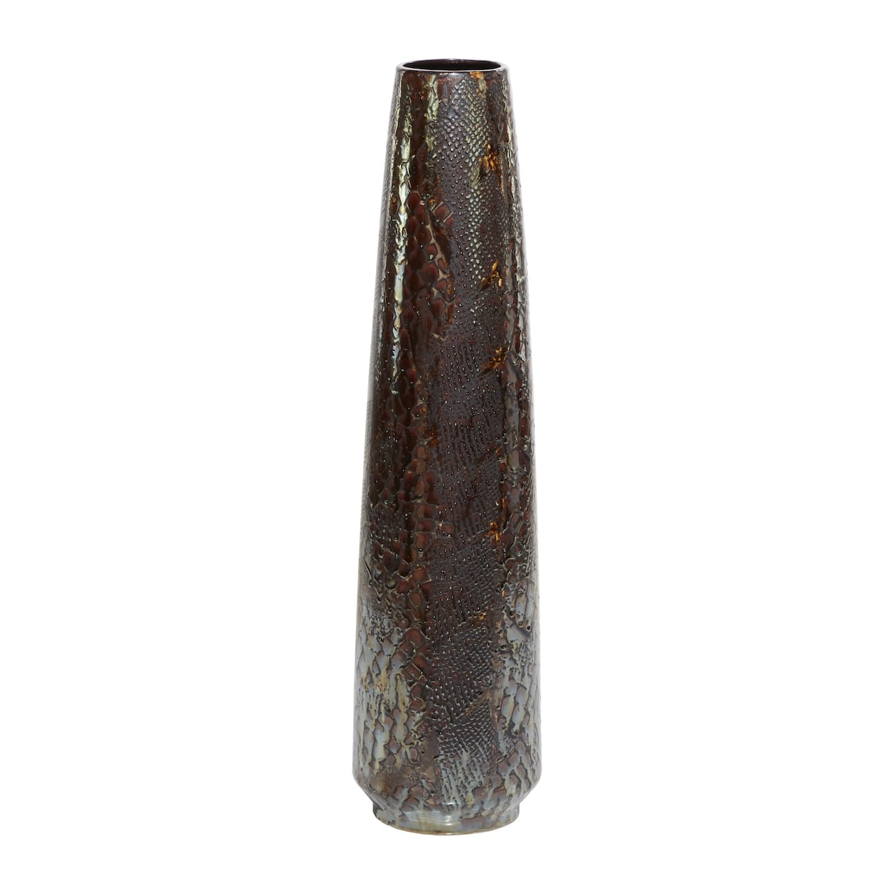Silver Ceramic Contemporary Vase, 31" x 8" x 8"